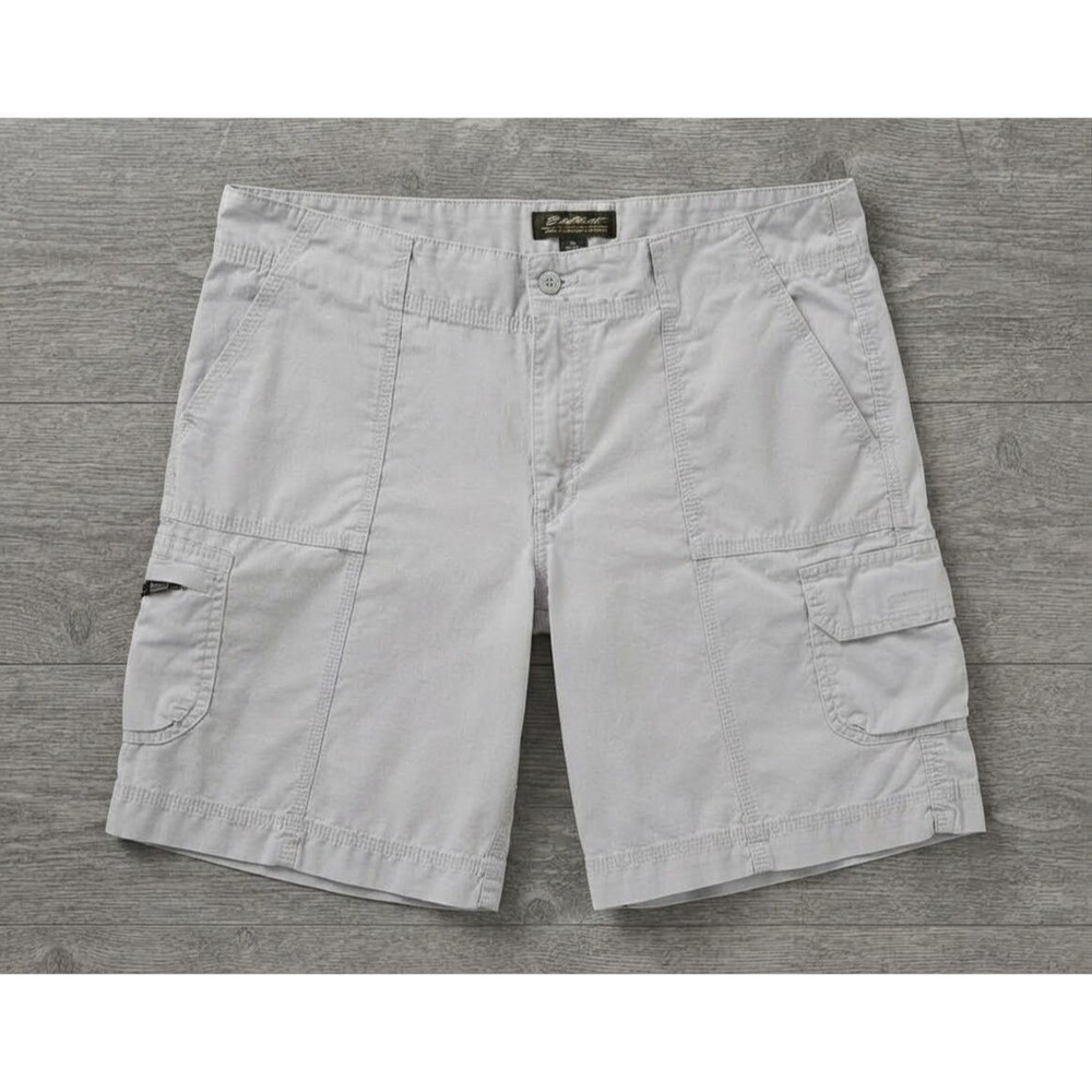 Eddie Bauer Organic Cotton Ripstop Cargo Shorts Women 12 Gray Hiking Utility